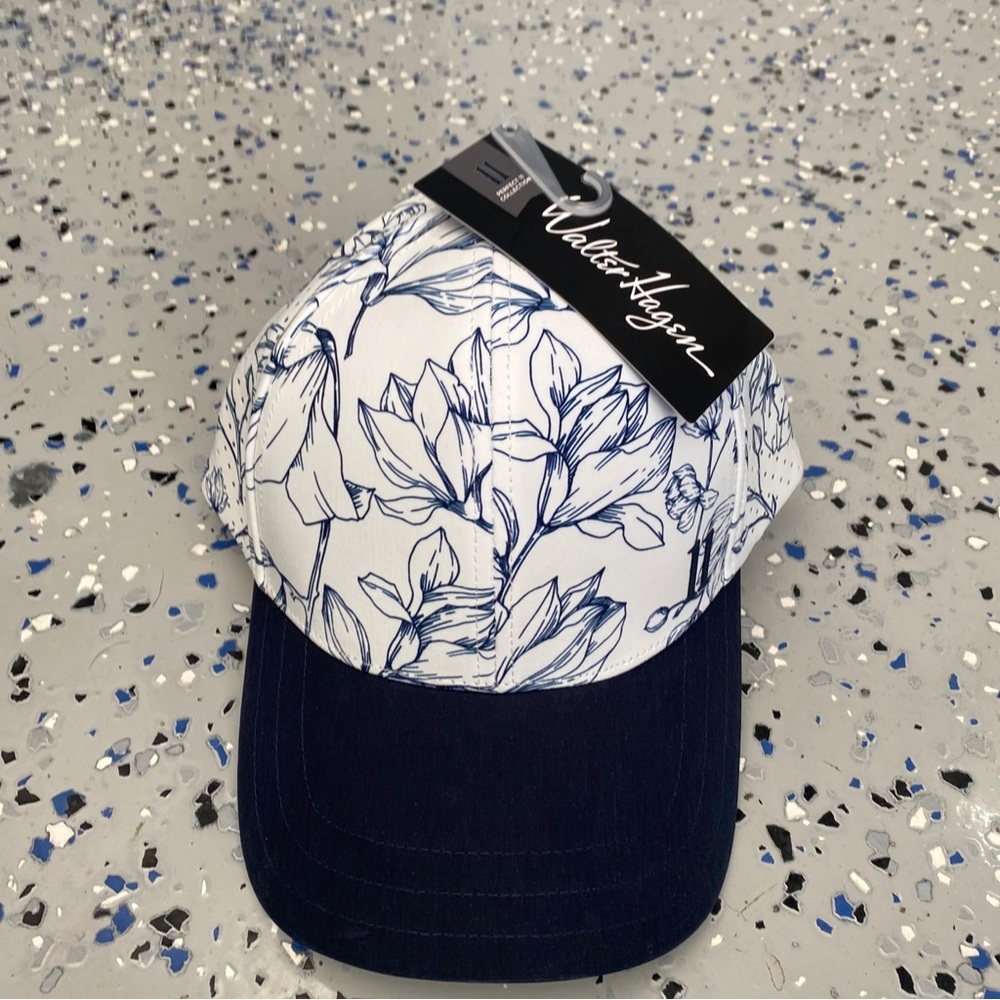 Walter Hagen Baseball Fitted Golf Hat WH P11 Cop-Prints INK Floral White. - Picture 2 of 5